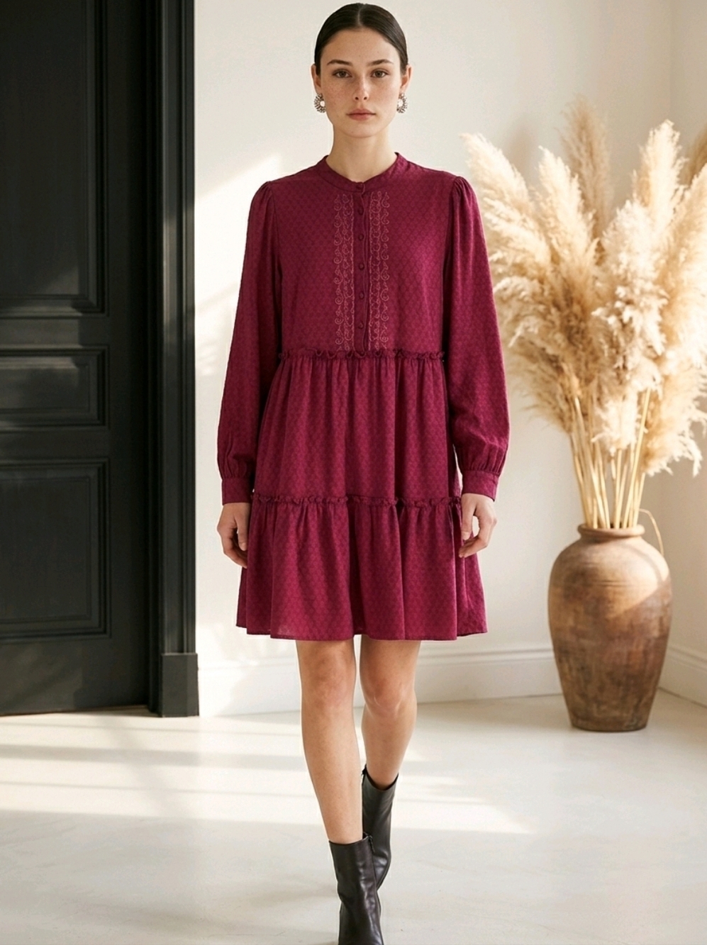 Penelope Rose Plum Ruffeled Prairie Dress. Size Jrs. XL